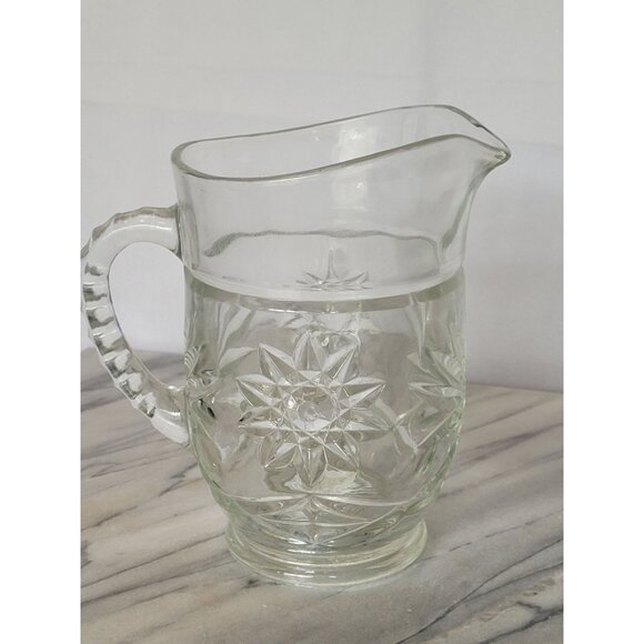 Vintage Anchor Hocking Pint Pitcher Early American Prescut Hobstar Design EAPG C - Picture 1 of 8